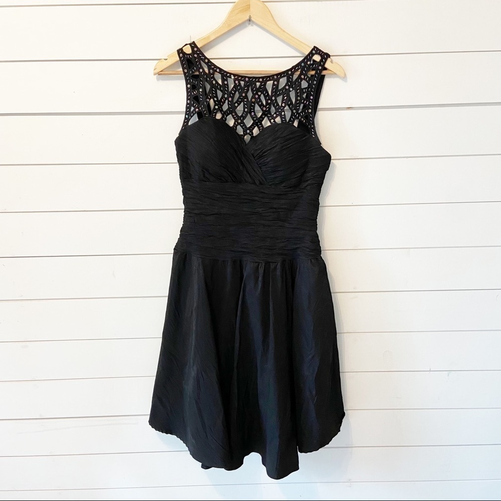 Ignite Evenings | Black Midi Length Embellished Sweetheart Formal Dress Size 10